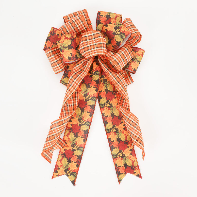 2 1/2" Wired Ribbon | "Maple Leaf" Black/Multi | 10 Yard Roll