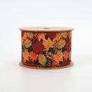 2 1/2" Wired Ribbon | "Maple Leaf" Black/Multi | 10 Yard Roll