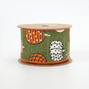 2 1/2" Wired Ribbon | "Multi Pumpkin" Green/Multi | 10 Yard Roll