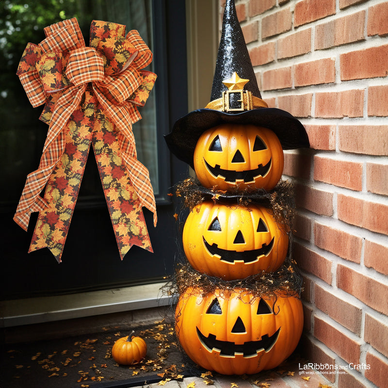 2 1/2" Wired Ribbon | "Maple Leaf" Black/Multi | 10 Yard Roll