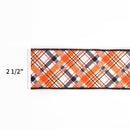 2 1/2" Wired Ribbon | "Halloween Plaid" White/Org/Black | 10 Yard Roll