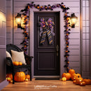 3/8" Single Face Printed Satin Ribbon | "Cross Stripe" Black/Orange | 20 Yard Roll