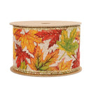 2 1/2" Wired Ribbon | "Maple Leaf" Natural/Multi | 10 Yard Roll