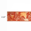 2 1/2" Wired Ribbon | "Metallic Maple Leaf" Rust/Copper | 10 Yard Roll