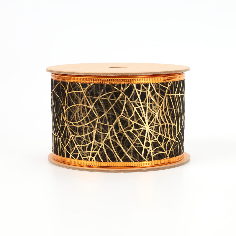 2 1/2" Wired Ribbon | Whimsey Foil Spider Web | 10 Yard Roll