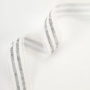 7/8" Striped Metallic Velvet Ribbon | White/Silver | 10 Yard Roll