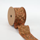 2 1/2" Wired Ribbon | "Glitter Brocade" Brown/Copper | 10 Yard Roll