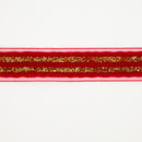 7/8" Striped Metallic Velvet Ribbon | Red/Gold | 10 Yard Roll