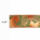 2 1/2" Wired Ribbon | "Metallic Maple Leaf" Green/Copper | 10 Yard Roll