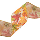 2 1/2" Wired Ribbon | "Maple Leaf" Natural/Multi | 10 Yard Roll