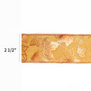 2 1/2" Wired Ribbon | "Metallic Maple Leaf" Marigold/Copper | 10 Yard Roll