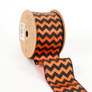 2 1/2" Wired Satin Ribbon | "Chevron" Orange/Black | 10 Yard Roll