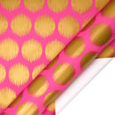24" x 417' Wrapping Paper Half Ream | Pink w/ Large Metallic Gold Dot
