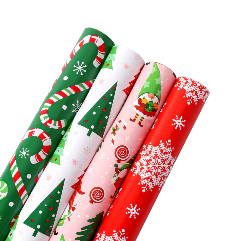 30" x 10' Wrapping Paper Bundle (4-pack) | Gnome Pink