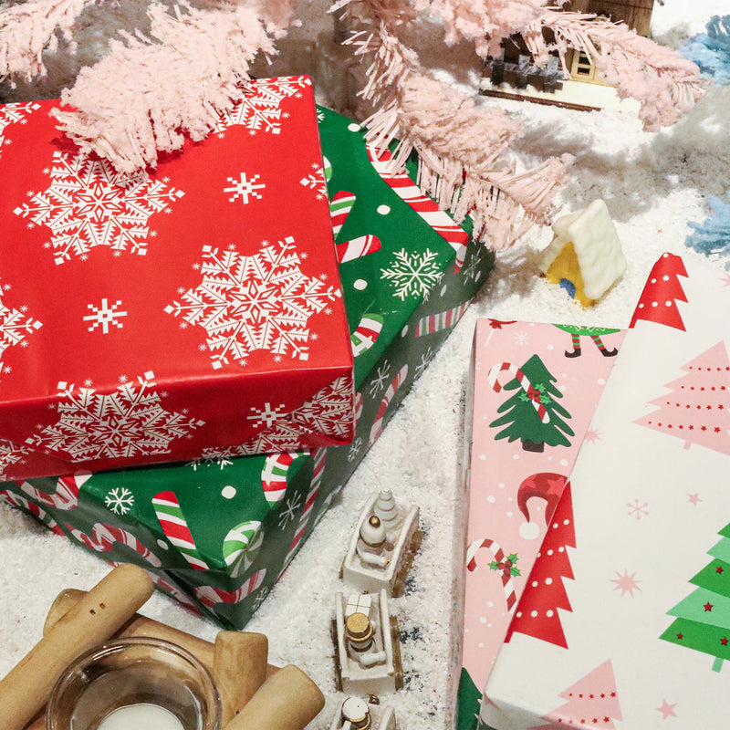 30" x 10' Wrapping Paper Bundle (4-pack) | Gnome Pink