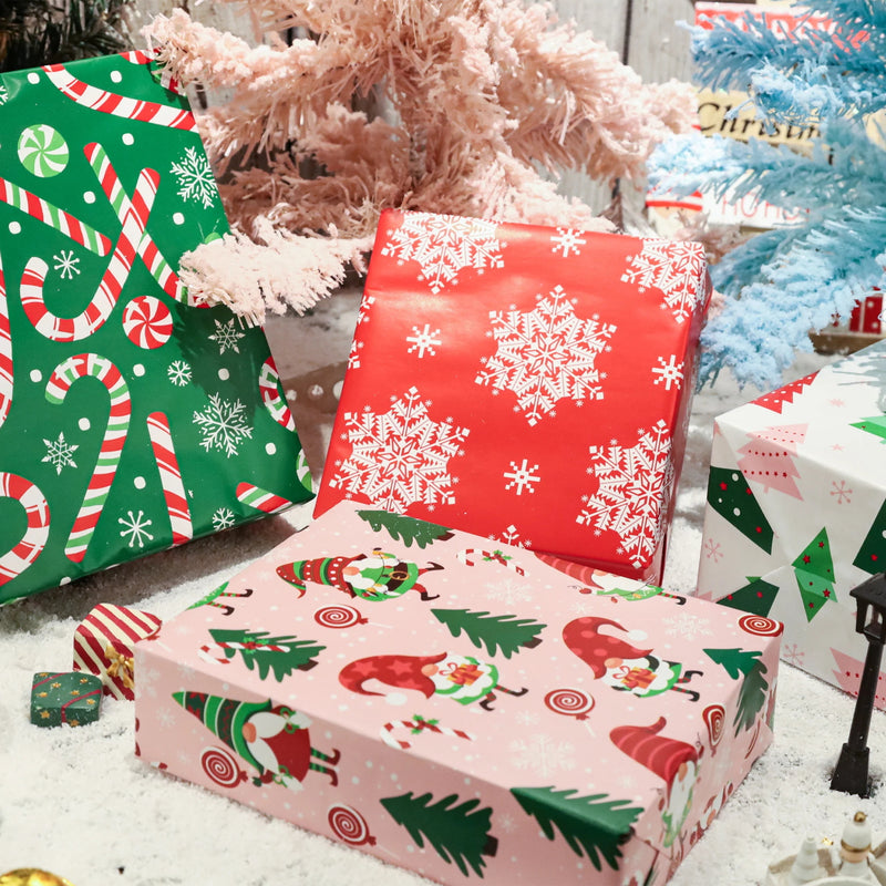 30" x 10' Wrapping Paper Bundle (4-pack) | Gnome Pink