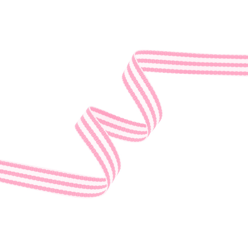 3/8" Striped Ribbon | Geranium Pink (155) | 100 Yard Roll