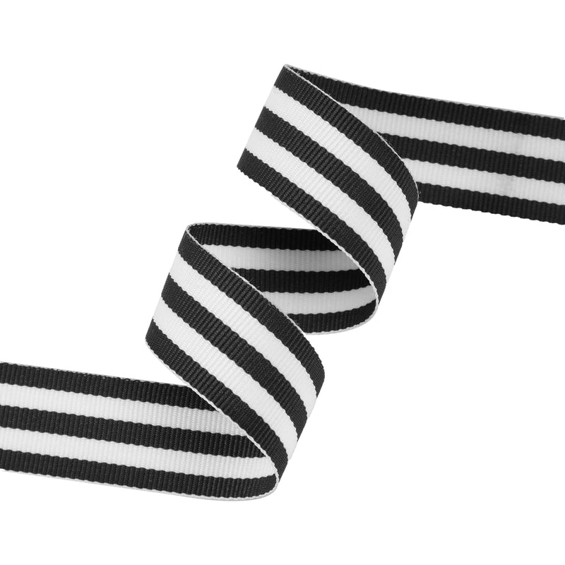 7/8" Striped Ribbon | Black (030) | 100 Yard Roll