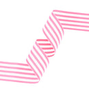 1 1/2" Striped Ribbon | Geranium Pink (155) | 50 Yard Roll
