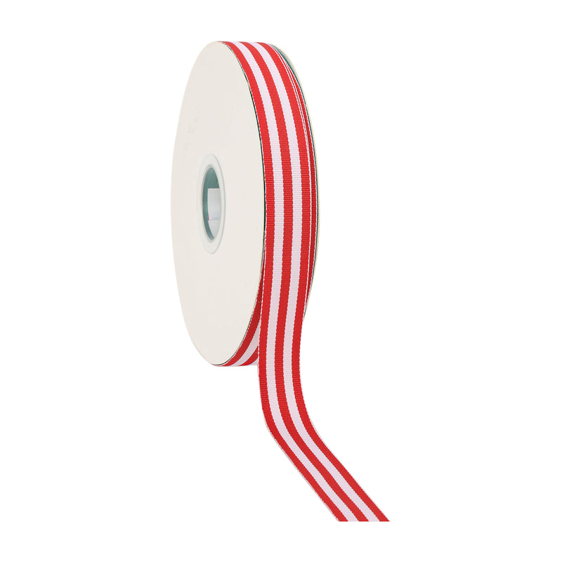 7/8" Striped Ribbon | Red (250) | 100 Yard Roll