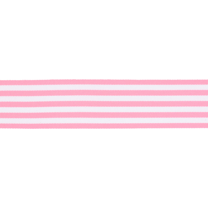 1 1/2" Striped Ribbon | Geranium Pink (155) | 50 Yard Roll