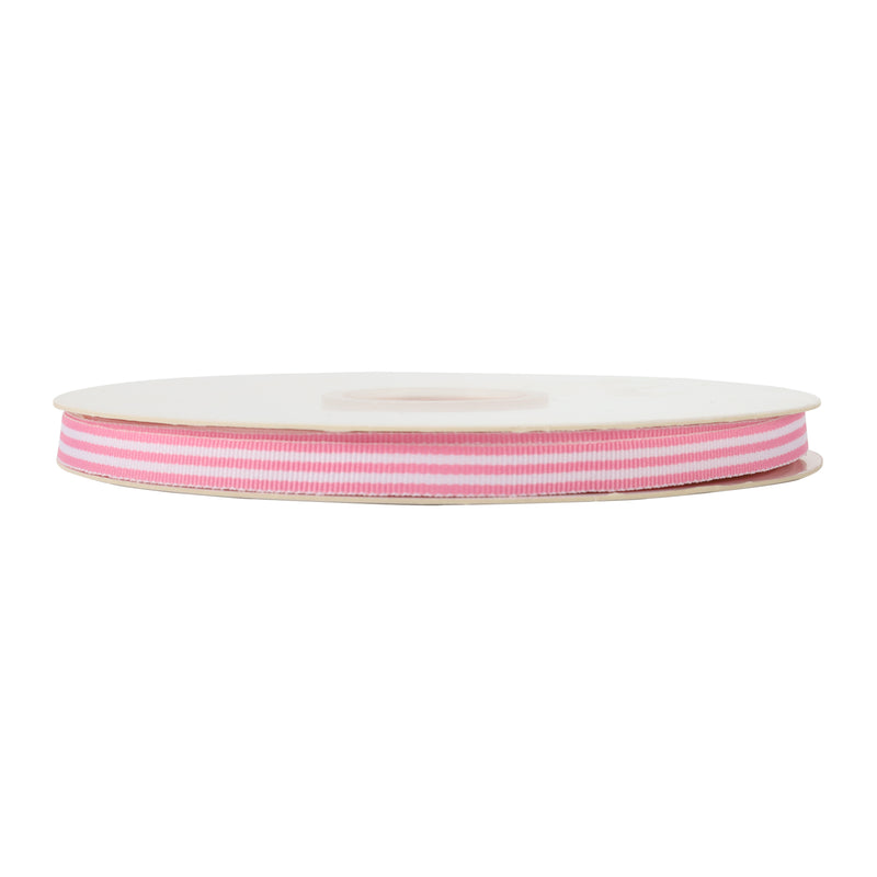 3/8" Striped Ribbon | Geranium Pink (155) | 100 Yard Roll
