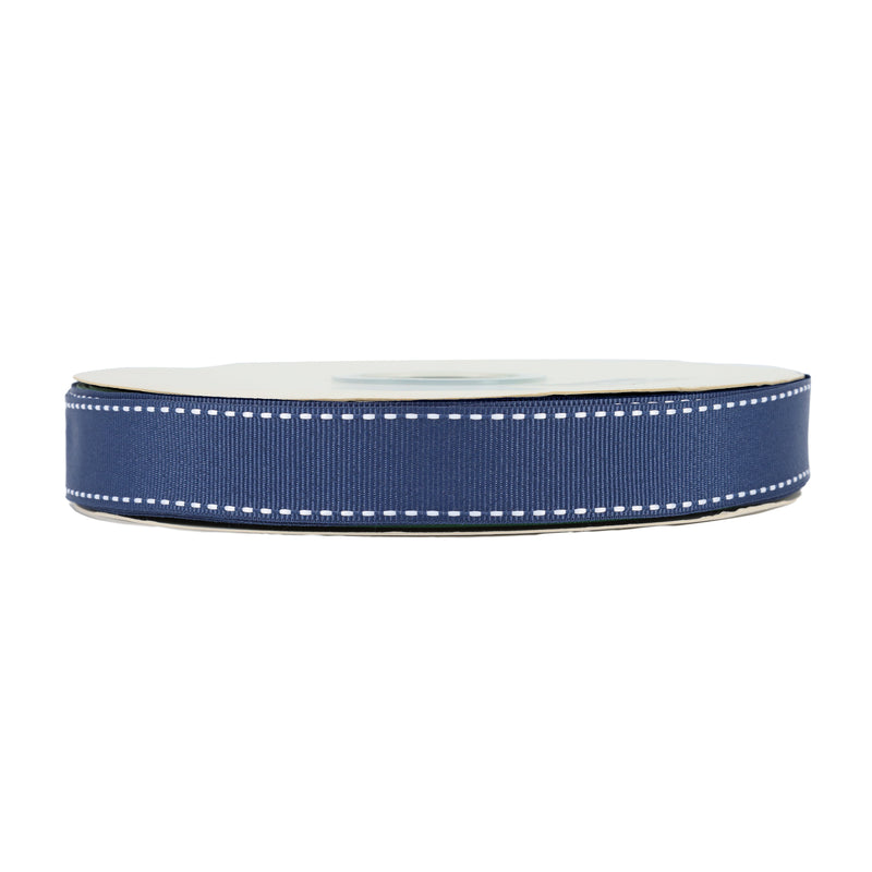 7/8" Saddlestitch Grosgrain Ribbon | Navy (370) | 100 Yard Roll