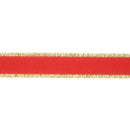 1" Textured Grosgrain Ribbon | Gold Metallic Fringe Red | 25 Yard Roll