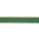 1" Textured Grosgrain Ribbon | Gold Metallic Fringe Green | 25 Yard Roll
