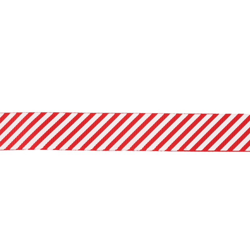 7/8" Printed Ribbon | "Candy Cane Stripe" Red/White | 25 Yard Roll