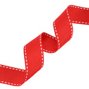 7/8" Saddlestitch Grosgrain Ribbon | Red (250) | 100 Yard Roll
