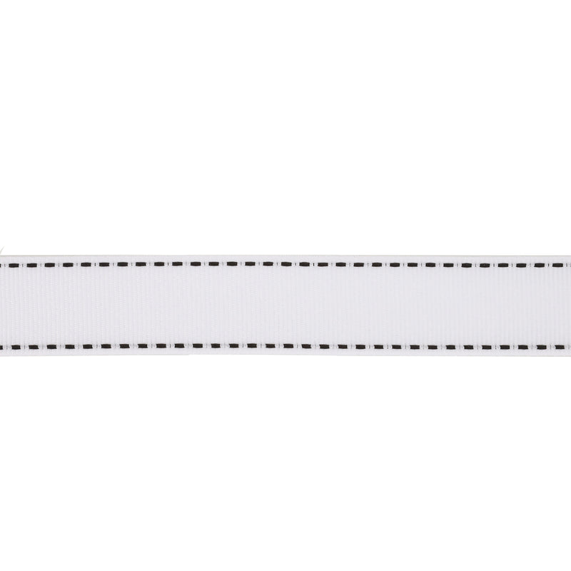 7/8" Saddlestitch Grosgrain Ribbon | White (029) | 100 Yard Roll