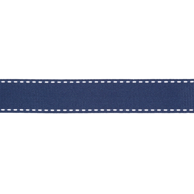 7/8" Saddlestitch Grosgrain Ribbon | Navy (370) | 100 Yard Roll