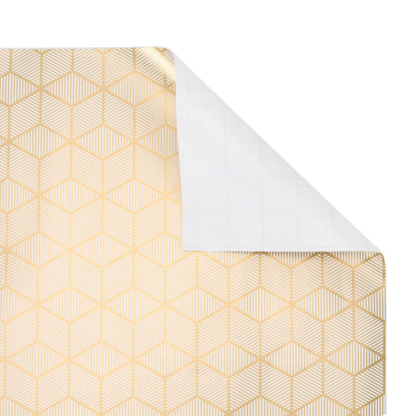 30" x 10' Wrapping Paper | Rhombus Gold/White