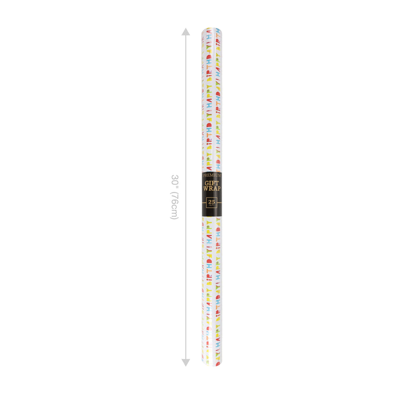 30" x 10' Wrapping Paper | Happy Birthday