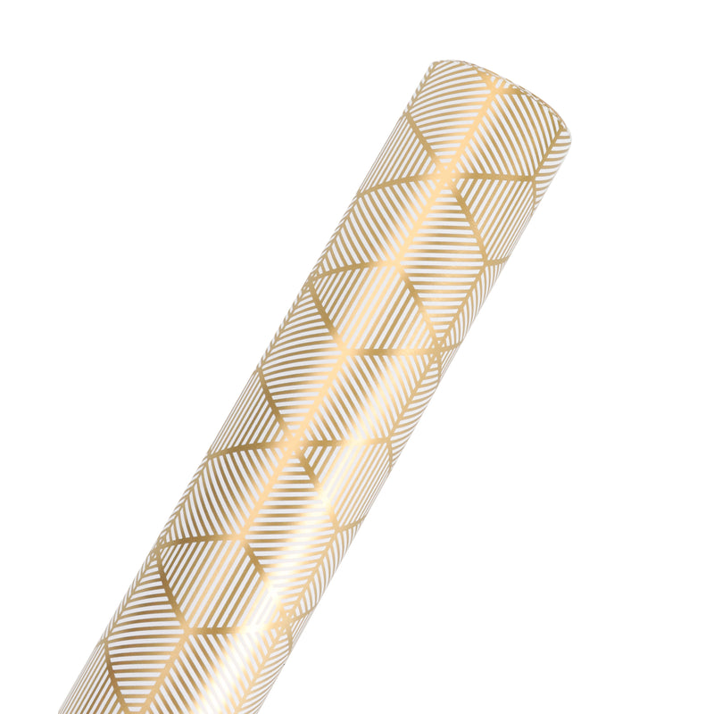30" x 10' Wrapping Paper | Rhombus Gold/White