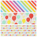 30" x 10' Birthday Wrapping Paper Bundle (3-pack) | Happy Birthday/Balloons/Stripes