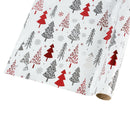 30" x 10' Holiday Wrapping Paper | "Abstract Trees" Grey/Red