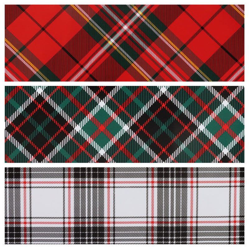 30" x 10' Holiday Wrapping Paper Bundle (3-pack)| Plaid Red/Black