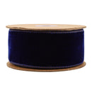 2 1/2" Wired Premium Velvet Ribbon w/ Tissue Back | Blue/Gold | 10 Yard Roll