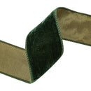 2 1/2" Wired Premium Velvet Ribbon w/ Tissue Back | Green/Gold | 10 Yard Roll