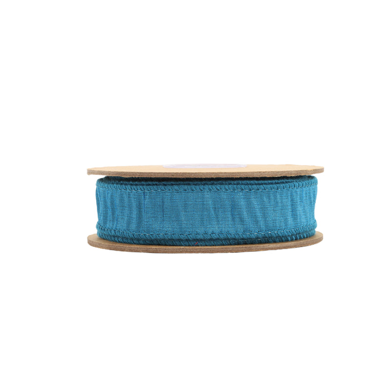 1" Wired Dupioni Ribbon | Peacock | 10 Yard Roll