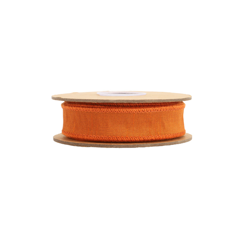 1" Wired Dupioni Ribbon | Burnt Orange | 10 Yard Roll