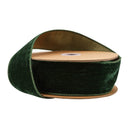 2 1/2" Wired Premium Velvet Ribbon w/ Tissue Back | Green/Gold | 10 Yard Roll