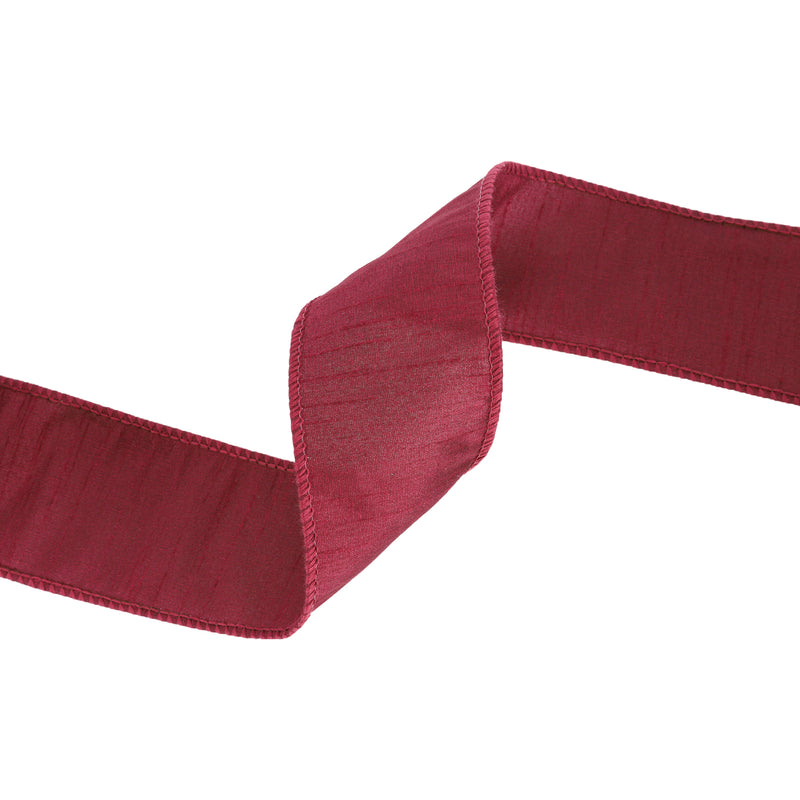 2 1/2" Wired Dupioni Ribbon | Wine | 10 Yard Roll