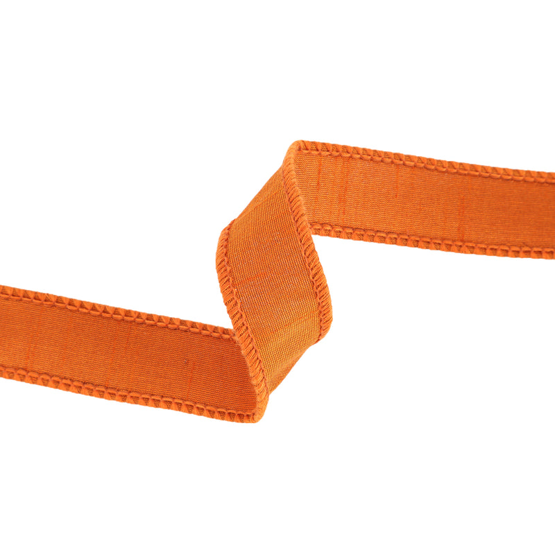 1" Wired Dupioni Ribbon | Burnt Orange | 10 Yard Roll