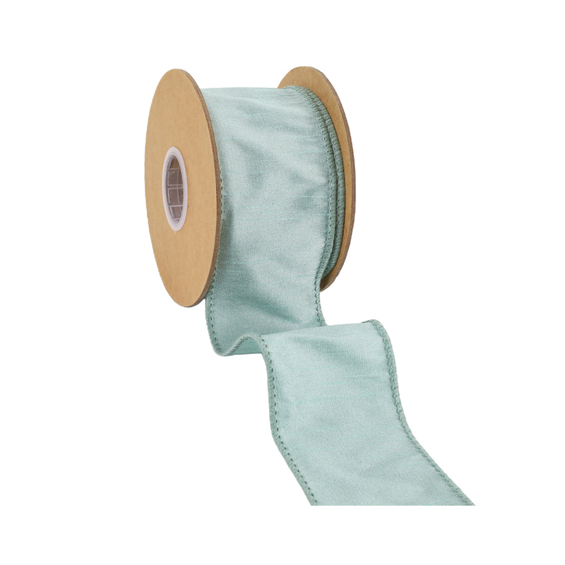 2 1/2" Wired Dupioni Ribbon | Seafoam | 10 Yard Roll