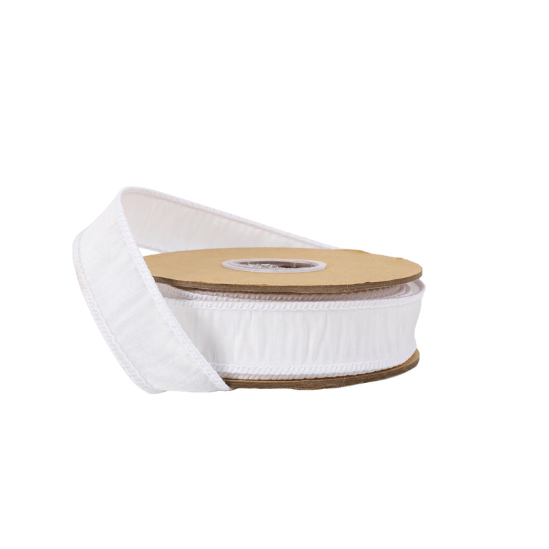 1" Wired Dupioni Ribbon | White | 10 Yard Roll