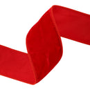 2 1/2" Wired Premium Velvet Ribbon w/ Tissue Back | Red | 10 Yard Roll