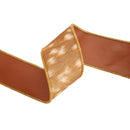 2 1/2" Double-Fused Doe Fur/Faux Leather Wired Ribbon | Natural/Leather | 5 Yard Roll